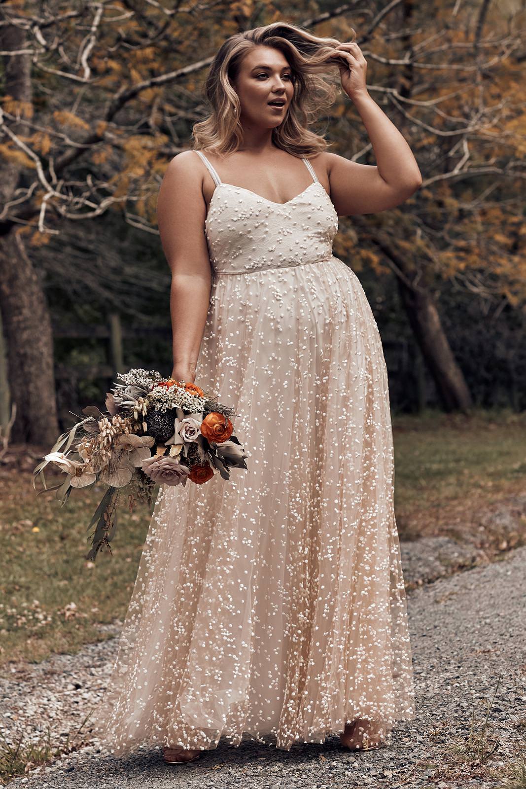 blush wedding dress